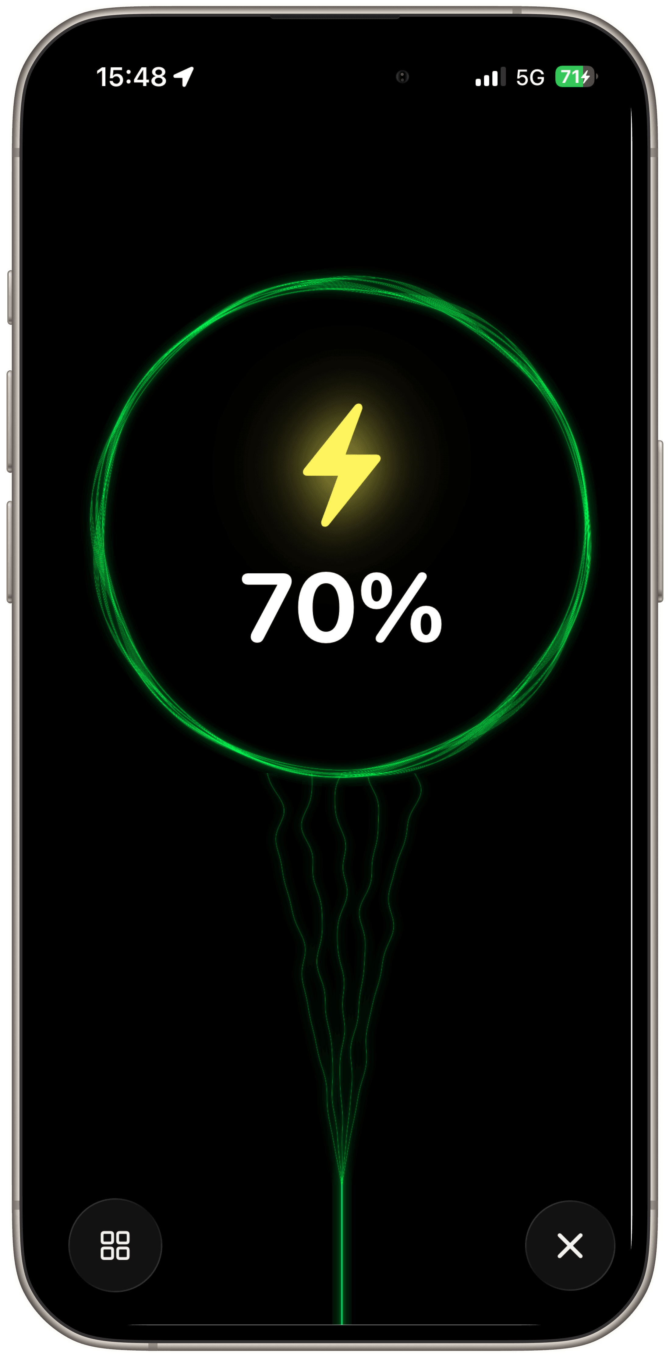 Unplugged charging animation on iPhone
