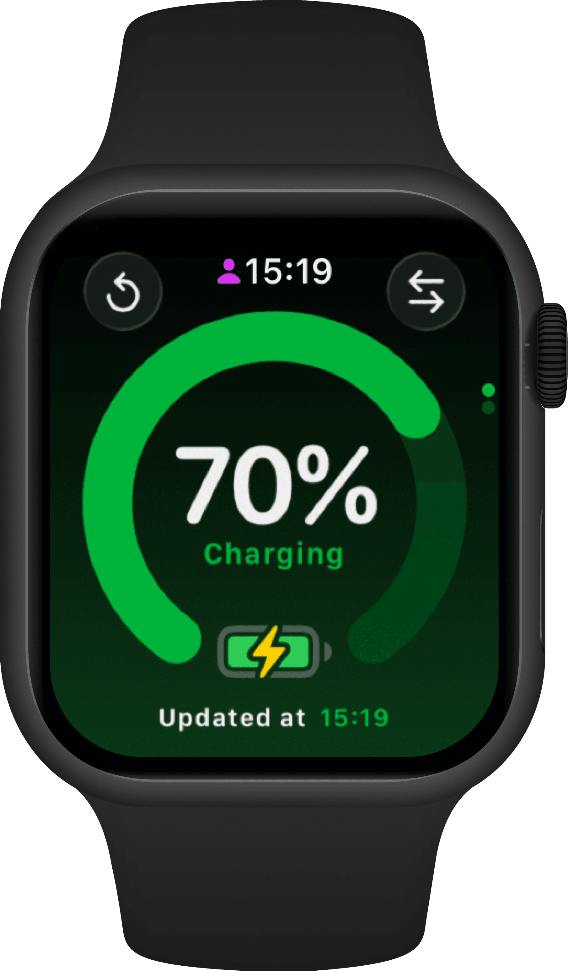 Apple Watch showing 70% charging
